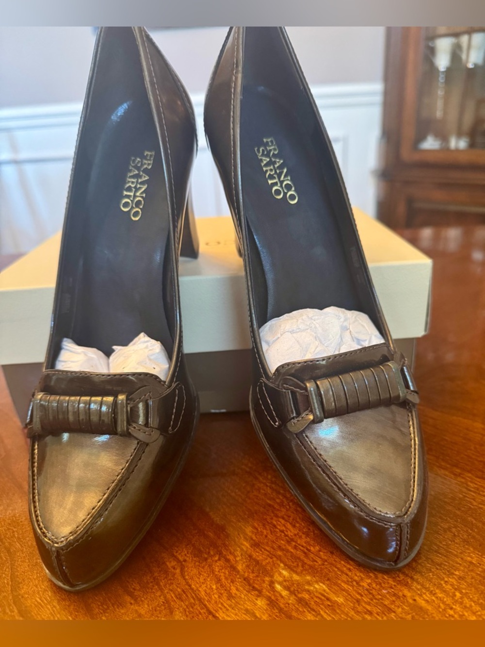 Franco Sarto Heels Brown Leather Pointed Loafer-Style Size - 9.5 **NIB**
